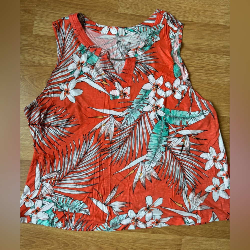 Tropical Floral Sleeveless Top - 3X